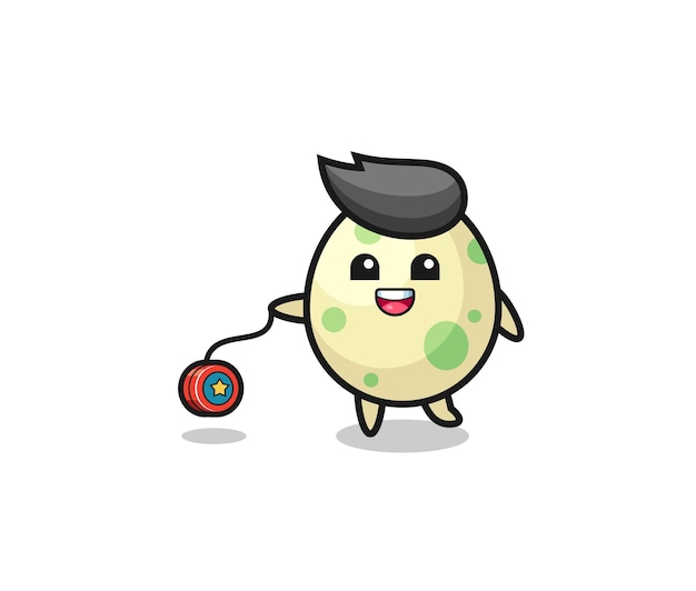 Cartoon of cute spotted egg playing a yoyo , cute design