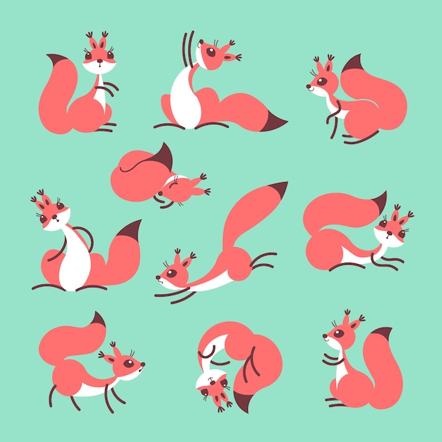 Cartoon cute squirrel. Little funny squirrels. illustration