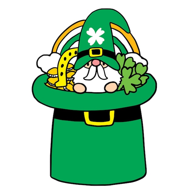 Cartoon cute St patrick's day Gnome character vector.