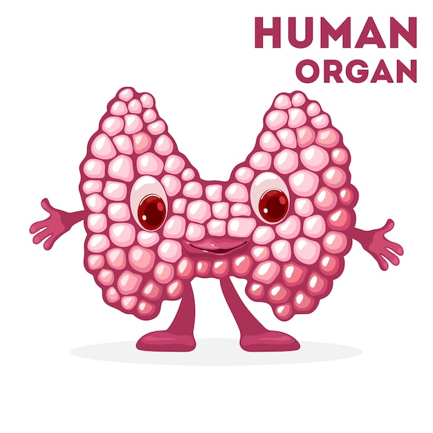 Cartoon cute thyroid gland