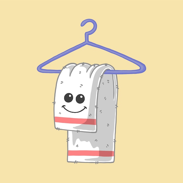 cartoon cute towel with hanger illustration