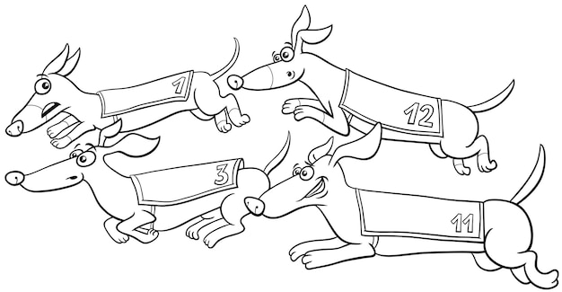 Cartoon dachshund purebred dogs race coloring page