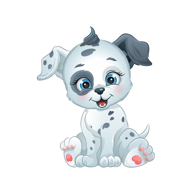 Cartoon dalmatian puppy cute dog Pet vector illustration isolated on white background