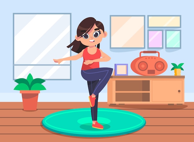 Cartoon dance fitness at home