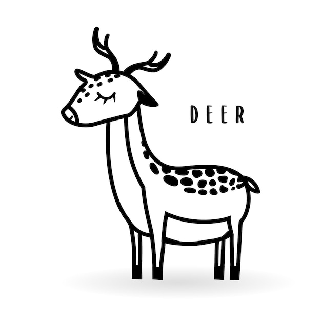 Cartoon deer animal isolated on white Cute character icon vector zoo wildlife poster