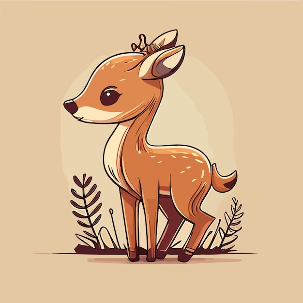 A cartoon of a deer with a brown background