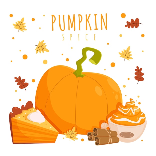 Cartoon delicious pumpkin spice illustration