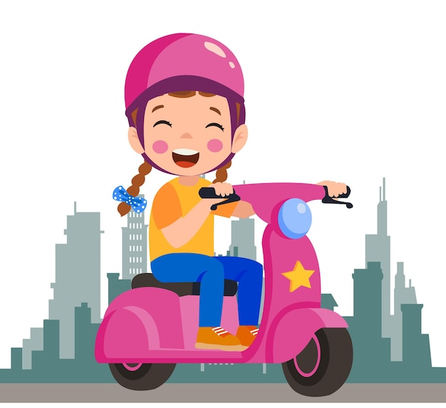 Cartoon delivery boy riding a scooter