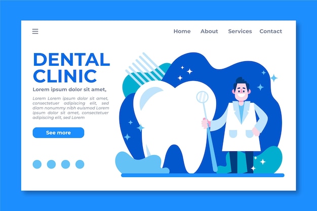 Cartoon dental care landing page