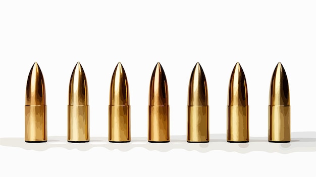 Cartoon Depiction of a Few Empty Bullet Cartridges with Bullets on White Background