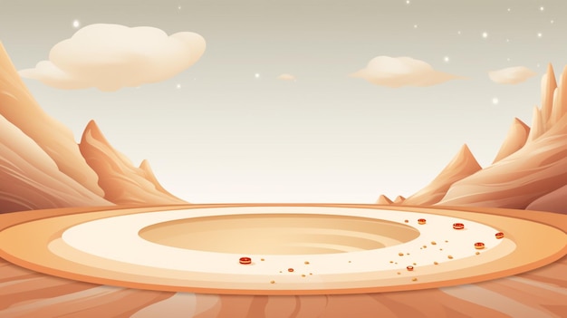 Vector a cartoon of a desert with a sand dune in the background