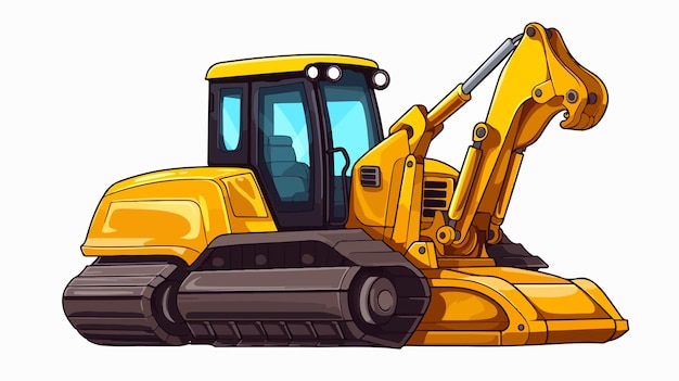 Vector cartoon digger bulldozer construction vehicle character