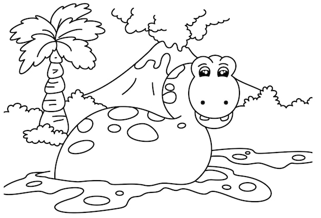 cartoon dino cute coloring page or book for kids