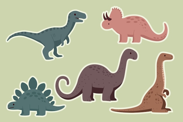 cartoon dinosaur character set stickers collection