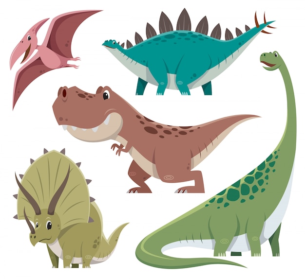 Cartoon Dinosaur Character Set