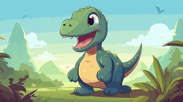 Vector a cartoon of a dinosaur with a green background