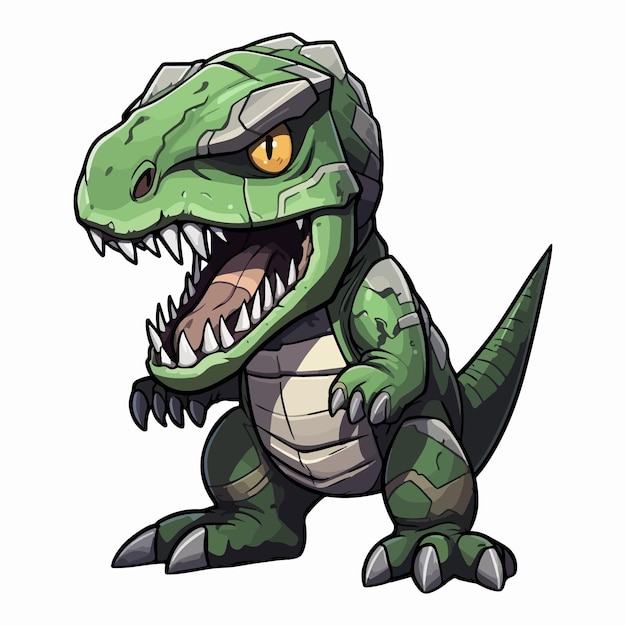 A cartoon dinosaur with sharp teeth