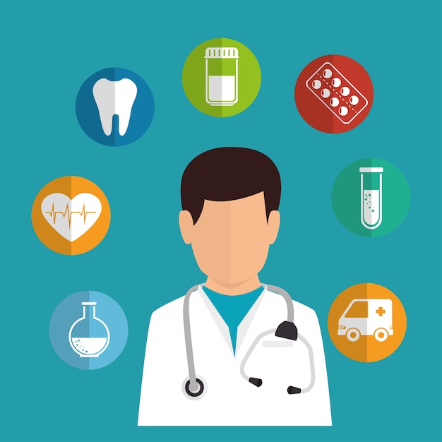 cartoon doctor healthcare medicine icons