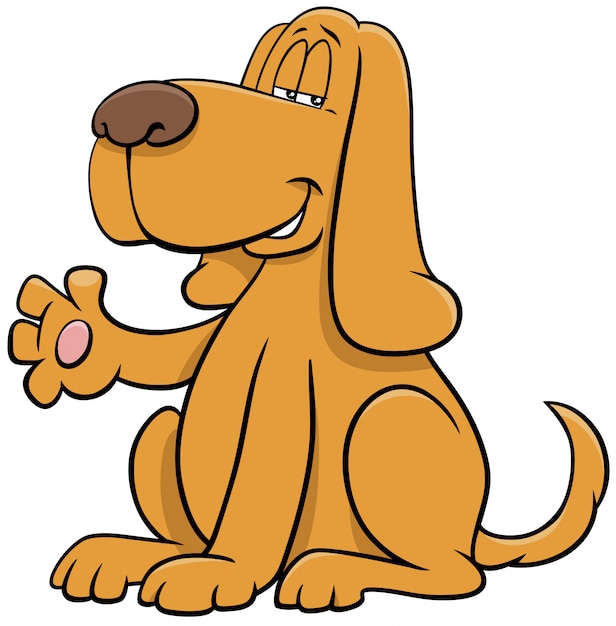 Cartoon dog animal character waving paw