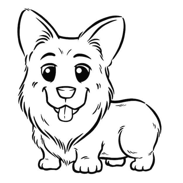 Cartoon Dog breed welsh corgi - Coloring book for kids