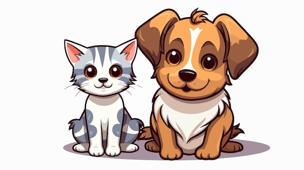 a cartoon dog and a cat are sitting next to each other