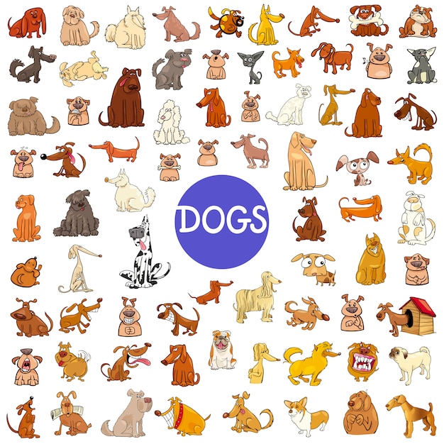 cartoon dog characters huge set