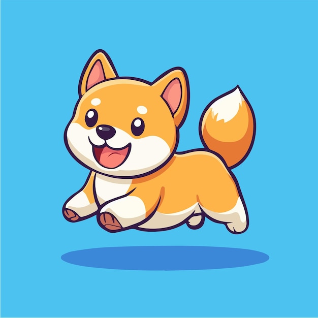 a cartoon dog is running in front of a blue background