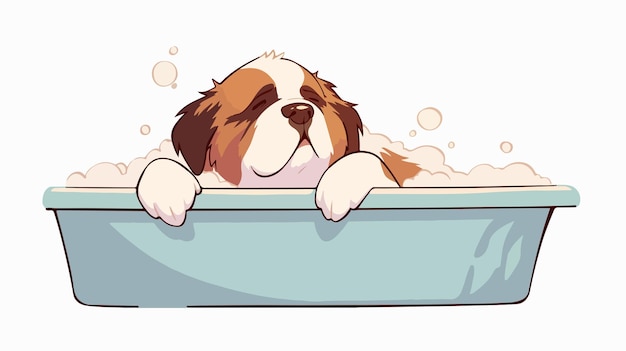 a cartoon dog is taking a bath in a tub