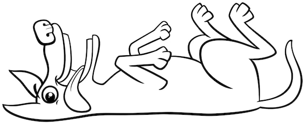 Cartoon dog lying down and sticking out tongue coloring page