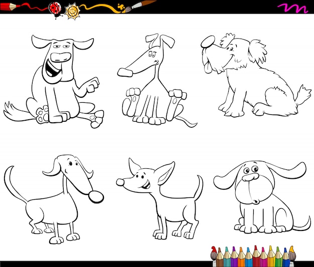 cartoon dog or puppy characters color book