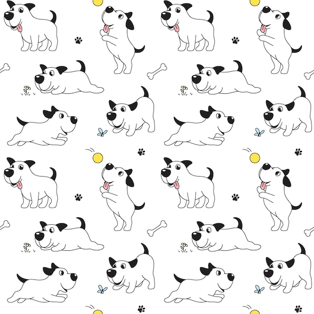 Cartoon dog seamless pattern