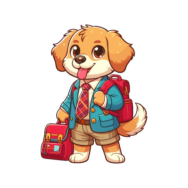 Cartoon Dog Student Vector Icon Illustration Animal