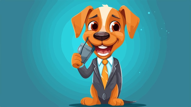 Cartoon Dog in Suit Talking on Cell Phone