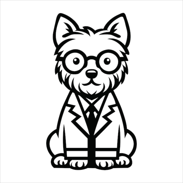 a cartoon dog wearing glasses and a suit with a tie that says a dog