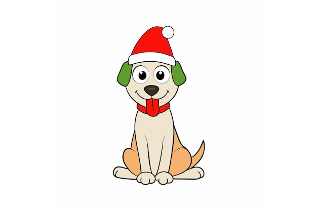 Vector a cartoon dog wearing a santa hat with a santa hat on it