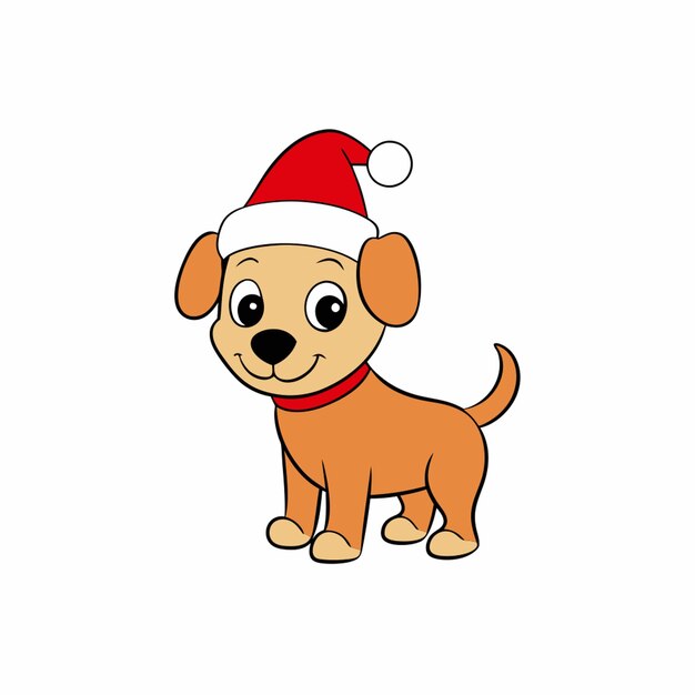 a cartoon dog wearing a santa hat with a santa hat on it