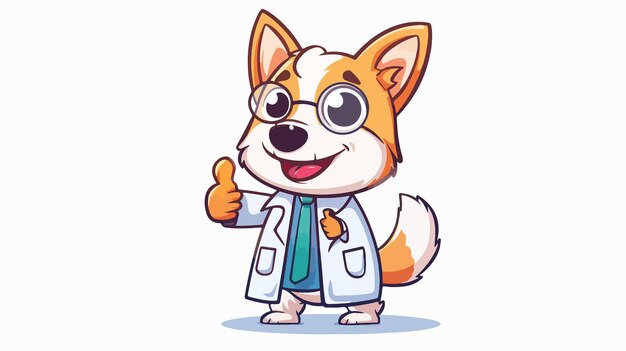 Vector cartoon dog wearing veterinarian costume