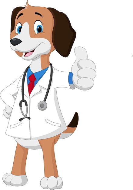 Cartoon dog wearing a veterinarian's costume 