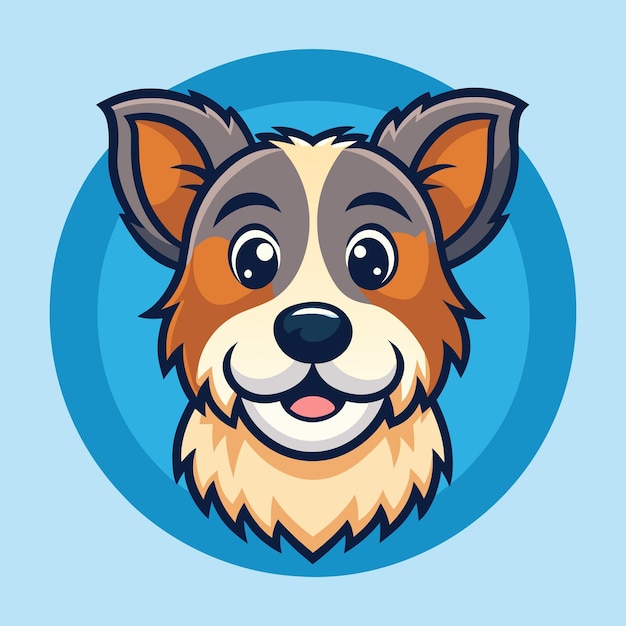 a cartoon dog with a blue background with a round face