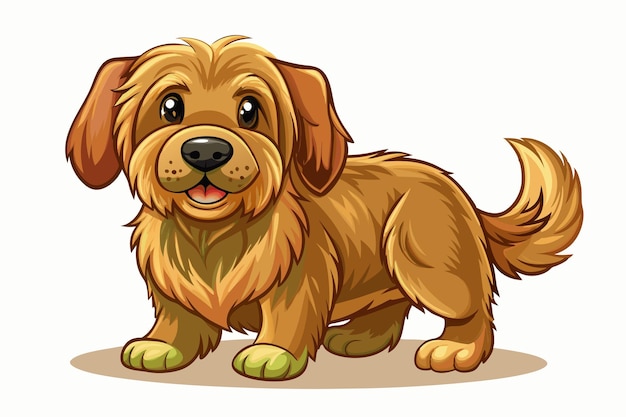 Vector a cartoon dog with a brown tail stands on a white background