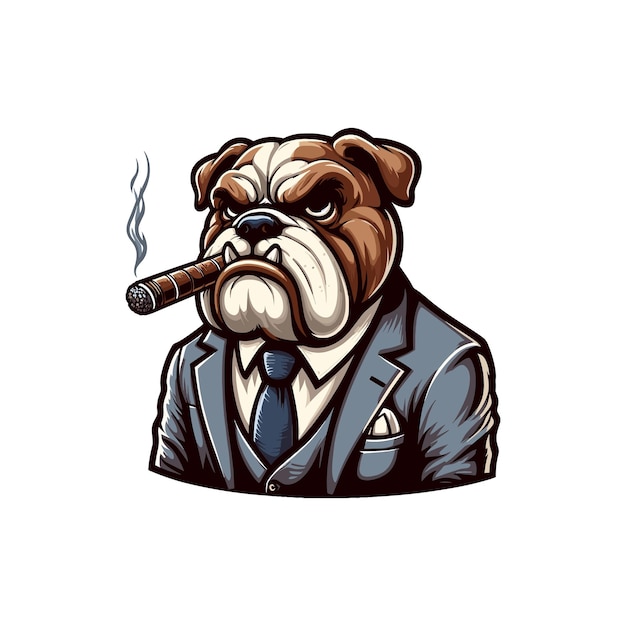 a cartoon dog with a cigar in his mouth and a tie business bull dog with smoking cigarette vector