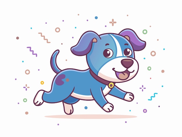 a cartoon dog with a colorful collar running