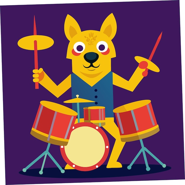 Vector a cartoon dog with a drum sticker that says  the dog