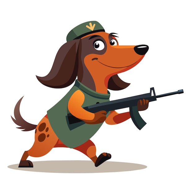 a cartoon dog with a hat and a gun that says  animal