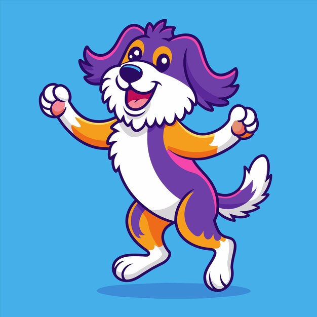 Vector a cartoon dog with a purple and white coat and a purple tail