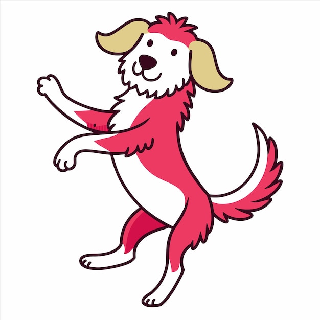 a cartoon dog with a red tail and a white background