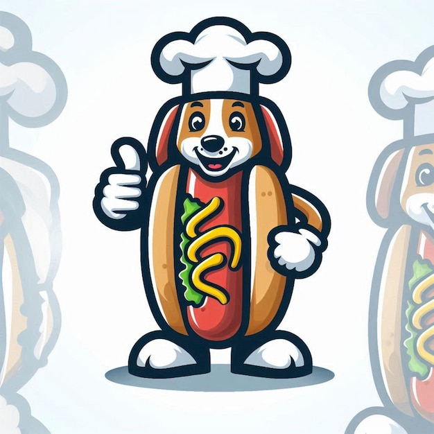 a cartoon dog with a sign that says hot dog on it