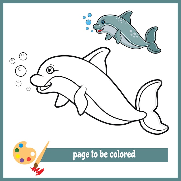 Cartoon dolphin 2 A coloring pictures