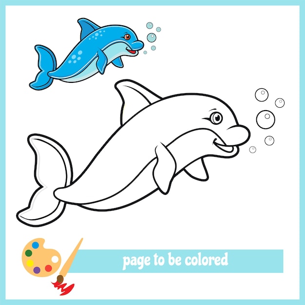 Cartoon dolphin 2 coloring pictures