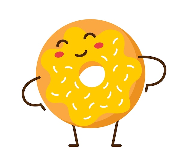 Cartoon donut character Bakery Icon Vector illustration